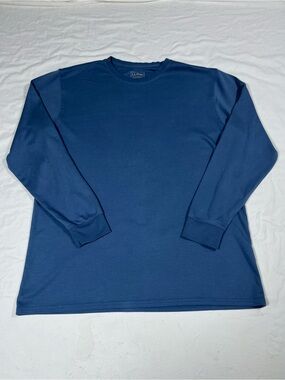L.L. Bean Men's LongSleeve Crewneck Shirt Blue Size MediumTall 100% Pima Cotton